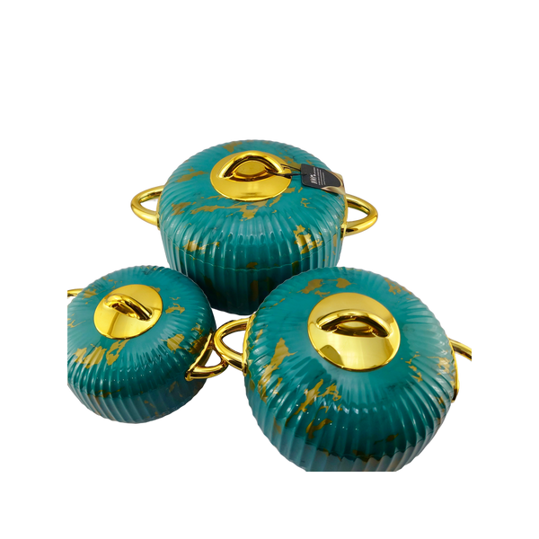 Southwestern Kinno Hotpot Casserole Patterned Green | Set of 3