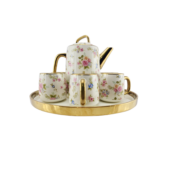 Floral Tea Set with Tray