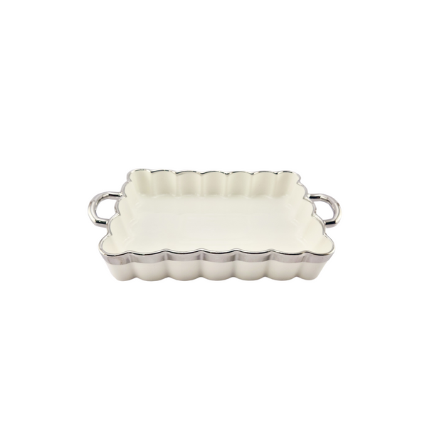 Imperial Collection Elegant Serving Dish | White & Silver