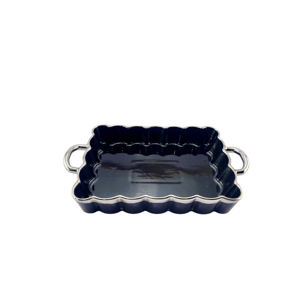 Imperial Collection Elegant Serving Dish | Black & Silver