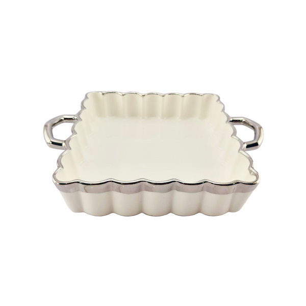 Imperial Collection Elegant Serving Dish | White and Silver