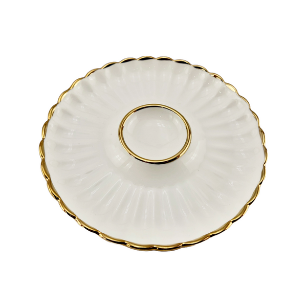 Imperial Collection Elegant Serving Dish 9" | White and Gold