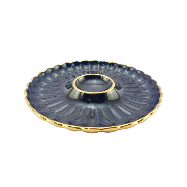 Imperial Collection Elegant Serving Dish 9" | Black & Gold