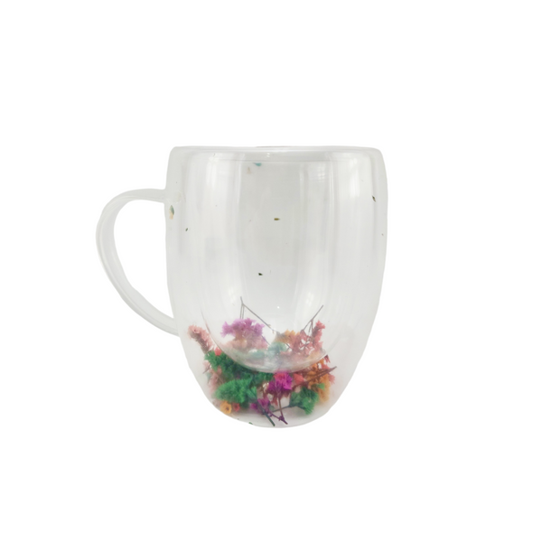 Clear Floral Glass Mug - Elegant and Unique
