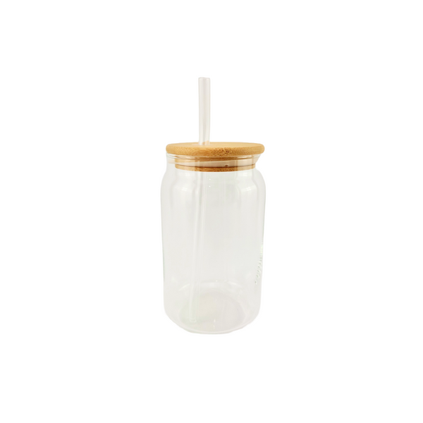 Minimalist Glass Tumbler with Bamboo Lid & Straw