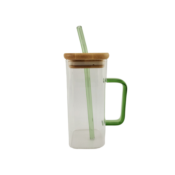 Modern Glass Sipper Cup with Colored Straw