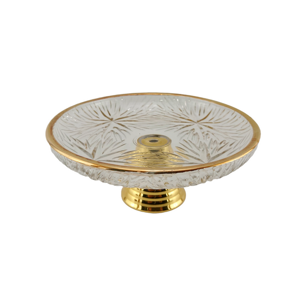 Crystal Glass Bowl with Gold Trim & Pedestal Base