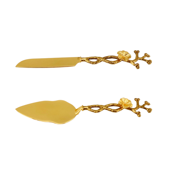 Orchid Knife & Serving Utensil | 2 Piece - Golden