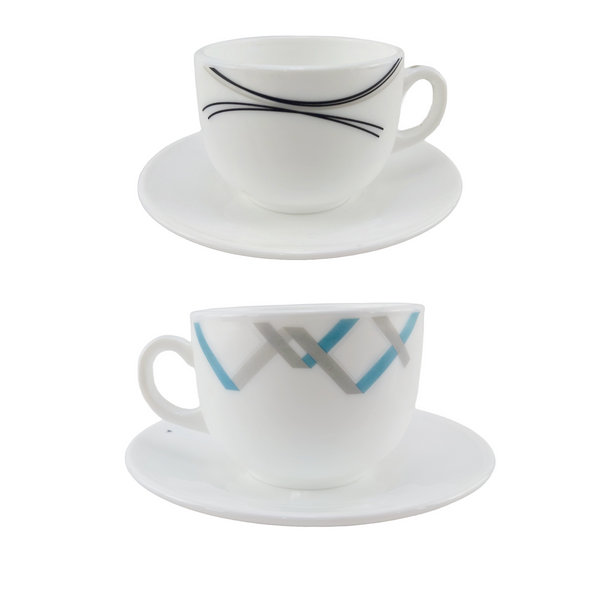 Minimalist Tea Cup & Saucer | 2 Styles | 6 Pc