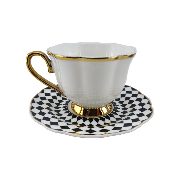 Checkered Tea Cup Set | 6 Pc