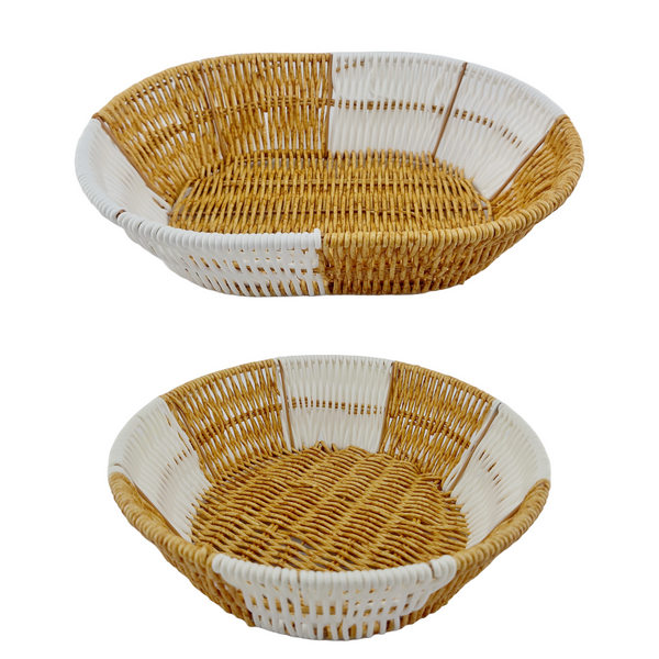 Contemporary Two-Tone Woven Baskets | Oval & Round